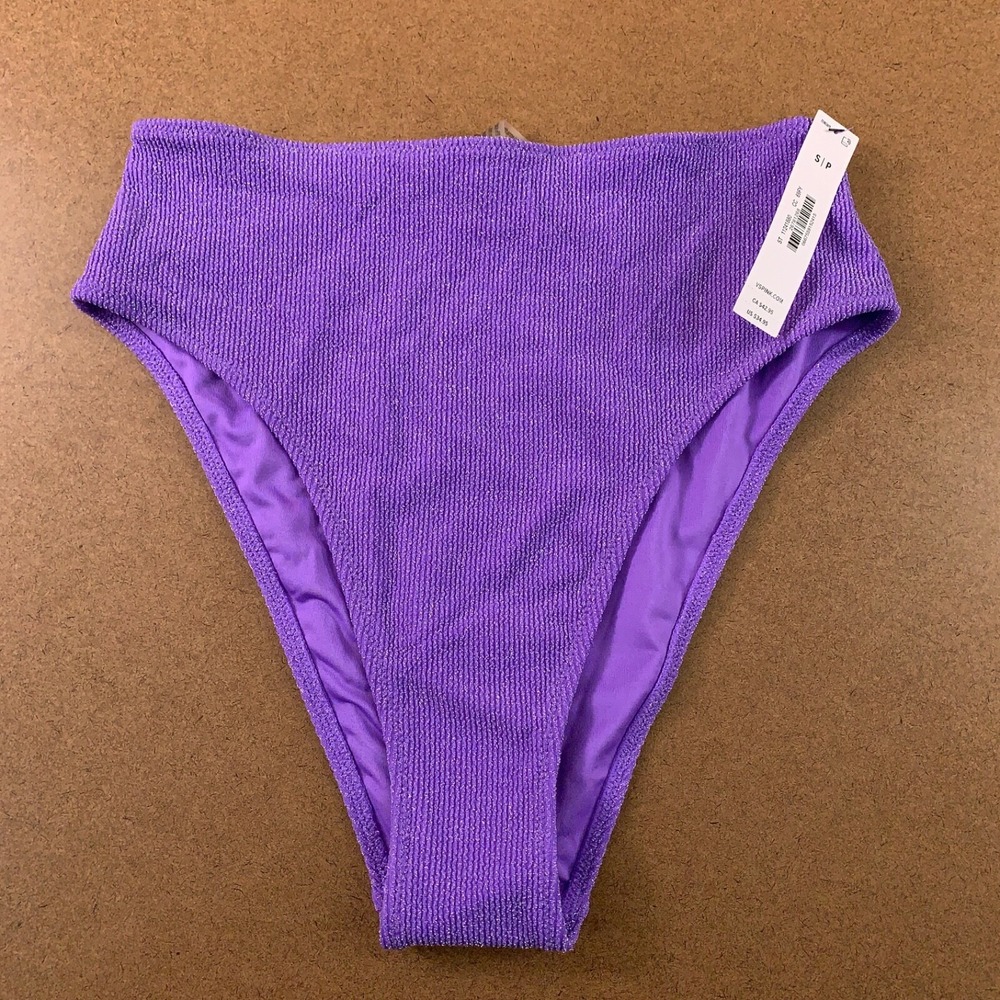 PINK Victorias Secret Womens Small Purple High-Waist Cheeky Bikini Bottom‎ NWT